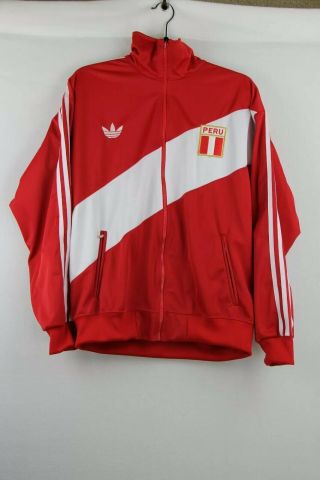 Adidas Vintage Peru Track Jacket Red & White Medium Mens 7