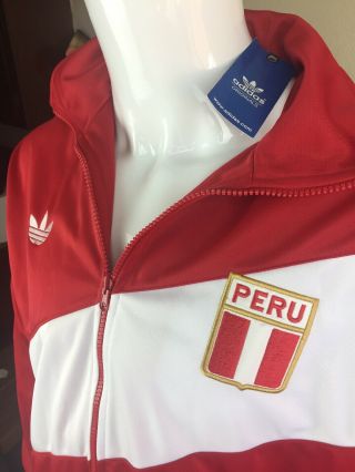 Adidas Vintage Peru Track Jacket Red & White Medium Mens 8