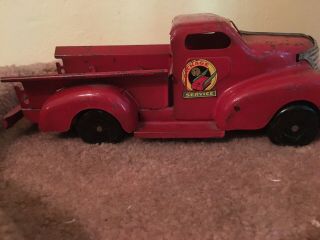 Vintage Marx Package Service Toy Truck Red Delivery Truck W/ Headlights
