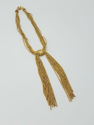 Vtg Vendome Multi Chain Gold Tone Necklace Fringe Dangling Chain Centerpiece