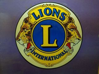 Vintage Lions Club International Metal Sign 30 "