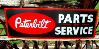 Vintage Peterbilt Parts Service Sign Dealership Shop Garage Kenworth Trucking 3