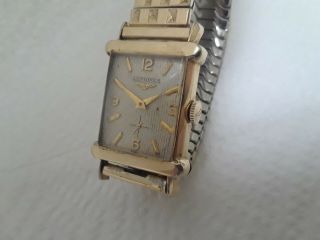 Vintage Wristwatch Longines 17 J Cal 9lt 10 K Gold F.  Swiss 25.  17abc Fancy Lugs