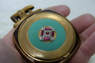 RARE Ronson Jewelled Powder Compact With Built - In Lighter. 2