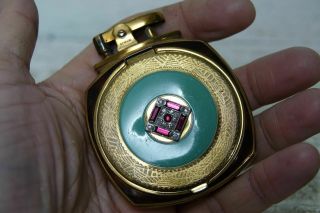 RARE Ronson Jewelled Powder Compact With Built - In Lighter. 8