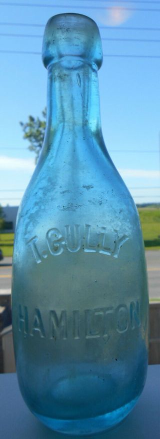 Extremely Rare - T.  Gully,  Hamilton,  Ontario Canada,  1878 Bowling Pin Squat Soda