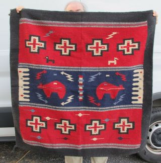 Vintage Wool Navajo Design Cross Path Medicine Bear Rug/wall Hanging 4 
