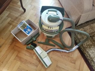 Vintage 1960s General Electric Ge P1c18 Green Swivel Top Canister Vacuum Cleaner