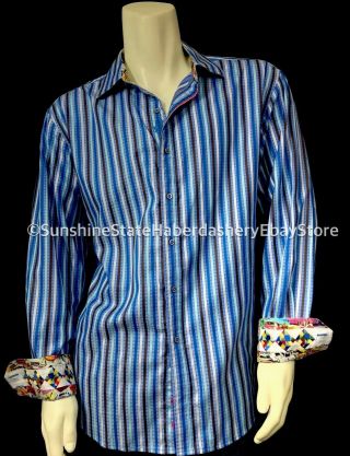 Robert Graham Men’s Button Front Vintage Themed Embroidered Flip Cuff Shirt XL 2