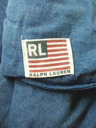 Vtg Ralph Lauren Denim Blue Jean Full Queen Windward Flag Comforter Bedspread