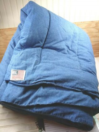 Vtg Ralph Lauren Denim Blue Jean FULL QUEEN Windward Flag Comforter Bedspread 2