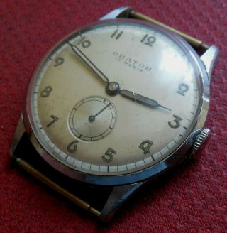 Vintage 1940s Oversized Orator 17 Jewels Military Swiss Watch Running Wristwatch
