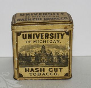 Vtg Universtiy Of Michigan Hash Cut Tobacco Tin American Eagle Co Detroit Rare