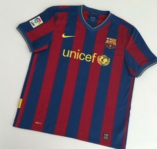 Messi Barcelona Fc 2009/10 Home Football Shirt L Nike Vintage Soccer Jersey