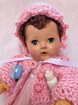 Vintage Doll American Character Rubber Tiny Tears: Caracul Wig &