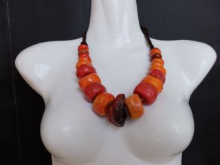 Vintage Amber Necklace Moroccan Berber / 19 Beads
