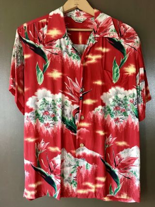 1950’s Vintage Aloha Hawaiian Shirt Japanese Design Holo - Holo
