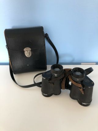 Vintage Carl Zeiss Jena Deltrintem 8x30 German Field Binoculars With Case