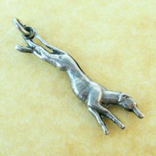 Antique Vintage Art Deco English Silver Puffed Greyhound Whippet Dog Charm