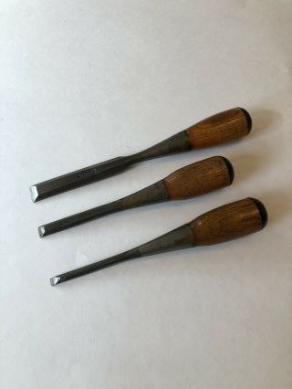 Vintage Stanley Tool 3 Piece Wood Chisel Set