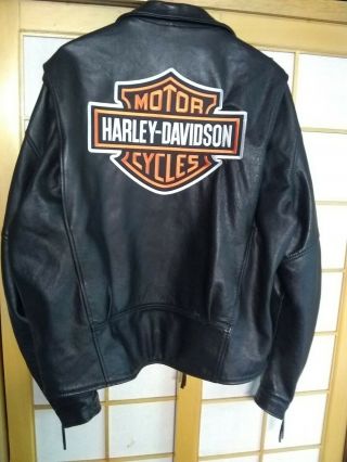 Harley Davidson Men Classic Vintage Black Leather Jacket Xl Made In Usa