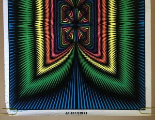 OP Butterfly Vintage Blacklight Poster Velvet Pin - up 1970 ' s Psychedelic Lines 4