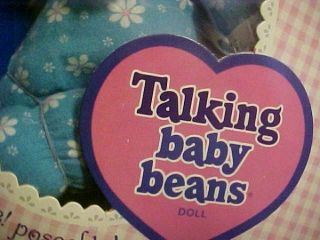 1970 MATTEL BABY BEANS DOLL BLUE FLOWERS TALKING PULL STRING 6