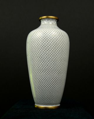 Vintage Chinese Cloisonne Vase - White and Brass - in 2