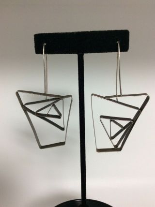 Modernist Studio Art Earrings - Sterling Silver Abstract Design