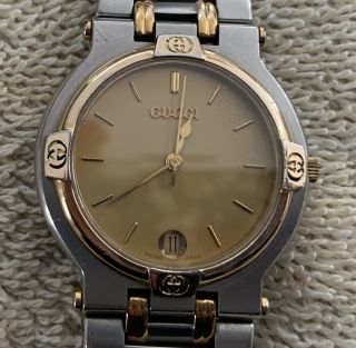 Authentic Men’s/women’s Vintage Gucci 9000m Stainless Steel Gold Plated Watch