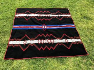 Vtg Pendleton Reversible Beaver State Wool Blanket Southwest Tribal 82 X 82