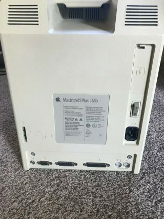 Vintage Apple Macintosh Plus 1MB M0001A All - In - One Computer w/ Apple M0100 Mouse 7
