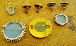 Vtg Retro 70s Kitsch Wedgwood Cameo Silver Jewellery,  Brooch,  Earrings Joblot 3