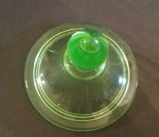 Vintage Uranium Green Vaseline Glass Pedestal Candy Dish Apothecary Jar Covered 5