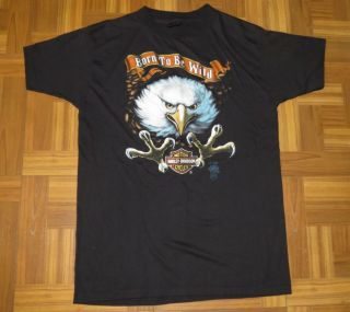 Vintage 80 ' s Harley Davidson T Shirt 3 D Emblem 50/50 Size Med - Lg 1985 Eagle 2