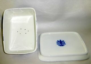 Vintage Ironstone England Staffordshire Covered Cheese Butter Keep Flow Blue 6