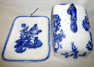 Vintage Ironstone England Staffordshire Covered Cheese Butter Keep Flow Blue 7