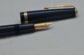 Lovely Rare Vintage Parker Duofold Maxima Fountain Pen Blue & Gold 14ct 50 Nib