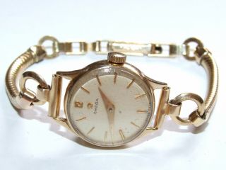 , Vintage 1962 Omega Solid 9ct Gold Ladies Watch & 9ct Rg Strap