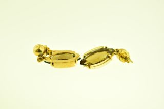 Elegant and Simple Vintage 14K Yellow Gold & Smoky Topaz Marquis Cut Earrings 4