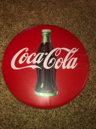 Vintage,  20 " Heavy Metal Round Coca Cola Button Coke Soda Sign