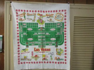 Vintage 1950 ' s Las Vegas Casino Hotel Souvenir Tablecloth Linen Golden Nugget 2