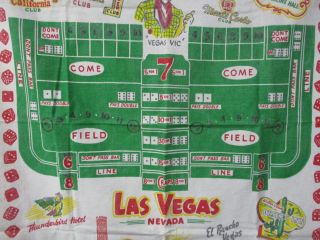 Vintage 1950 ' s Las Vegas Casino Hotel Souvenir Tablecloth Linen Golden Nugget 6