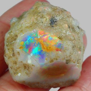 88ct Natural Ethiopian Crystal Black Opal Play Of Color Rough Specimen Mysg631