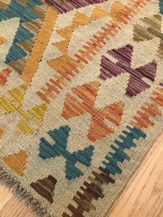 Vintage Tribal Veg dye Hand - Made Kilim Area Rug 3.  3x6.  2 26 2