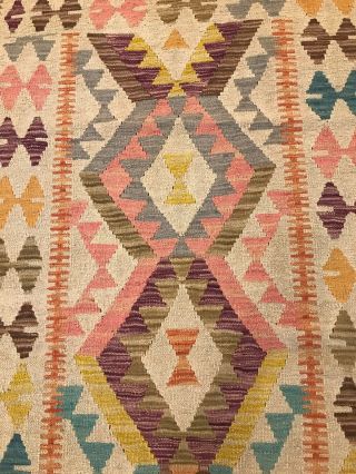 Vintage Tribal Veg dye Hand - Made Kilim Area Rug 3.  3x6.  2 26 8