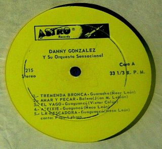 Rare Latin Salsa Guaguanco LP: Danny Gonzalez Y Su Orquesta Sensacional - Same 3