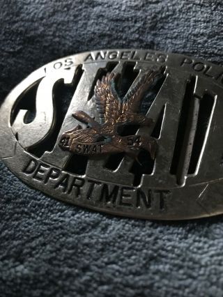 Rare Vintage Los Angeles Police Department SWAT Silver Belt Buckle 2