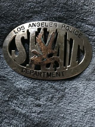 Rare Vintage Los Angeles Police Department SWAT Silver Belt Buckle 5