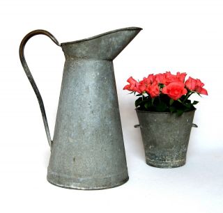 Very Attractive Vintage French Zinc Body Pitcher